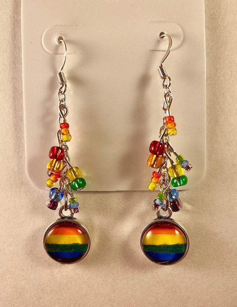 Rainbow Pride Sterling Silver Cluster Earrings